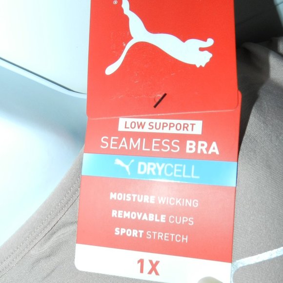 Puma Women's Plus Active Big Logo Sports Bra Taupe - Picture 10 of 11